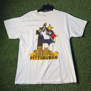 Pittsburgh Penguins Skyline T-Shirt‎ Large White Graphic Tee City Hockey Fan